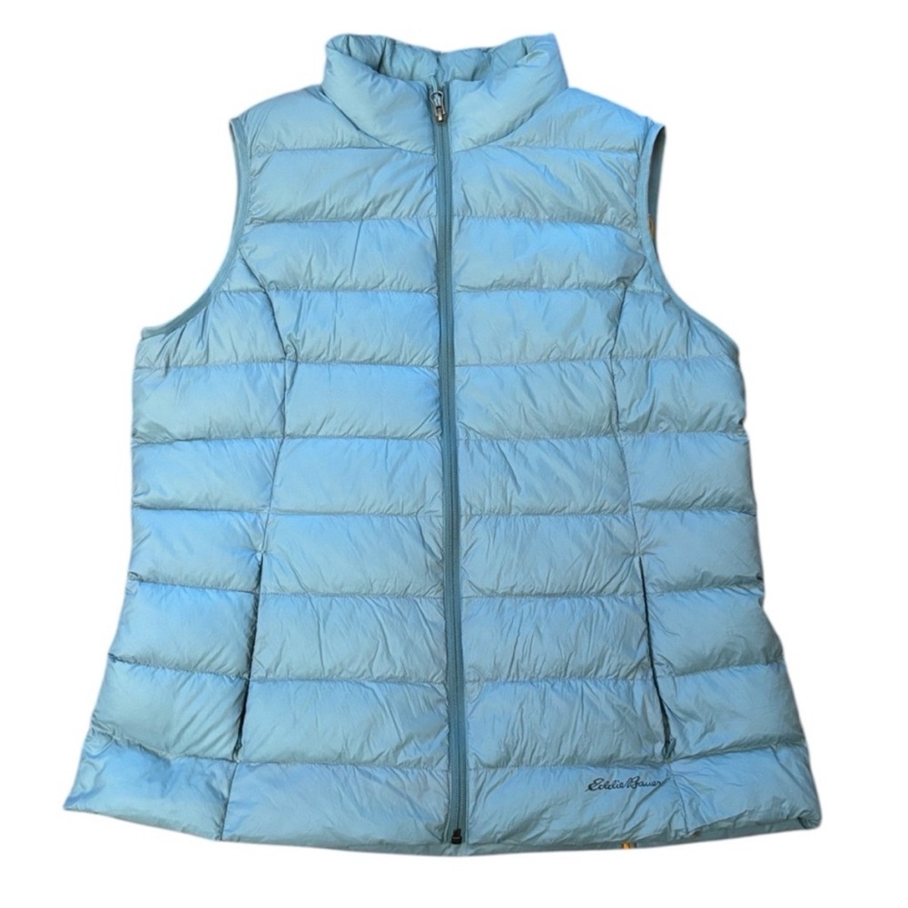 Eddie Bauer EB650 Down Blue Puffer Vest Size XL Gorpcore Zip Up Pockets